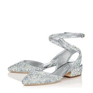 YDN Women's Low Block Heel Sandals Pointy Toe Slingback D'Orsay Pumps
